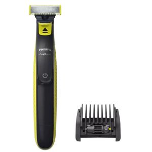  Aparat hibrid de barbierit si tuns barba Philips OneBlade QP2721/20, Acumulator, Pieptene reglabil 5 in 1, Autonomie 45 minute, Negru/Verde