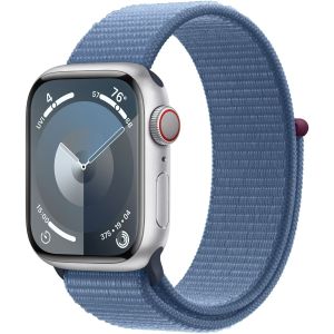 Apple Watch S9, GPS, Cellular, Carcasa Silver Aluminium 45 mm, Winter Blue Sport Loop