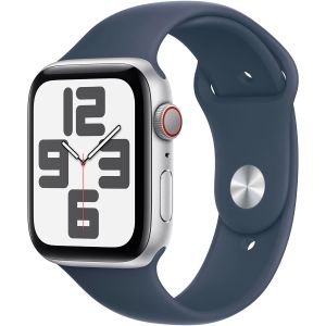  Apple Watch SE (2023), GPS, Cellular, Carcasa Silver Aluminium 44mm, Storm Blue Sport Band - S/M