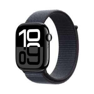 Apple Watch Series 10 GPS, 42mm Jet Black Aluminium Case, Ink Sport Loop