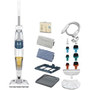 Aspirator cu abur Rowenta RY8561WH Clean & Steam Multi, 1700 W, autonomie abur 30 min, recipient praf 0.5 L, recipient apa 0.4L, Alb/Albastru