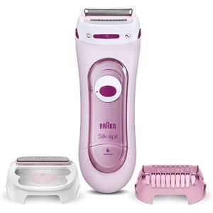 Epilator electric 3 in 1, Braun Silk-epil 5-360, aparat de tuns si exfoliant, cu cablu, roz