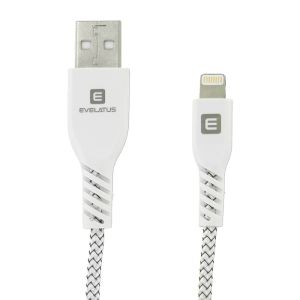 Cablu de date Lightning Universal, USB, Evelatus, Lungime Cablu de date de 1m, Alb