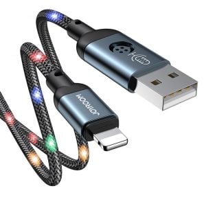 Cablu de date, Joyroom, USB-Lightning, 2.4A, 1.2m, Led-uri aprinse pe ritmul muzicii, S-1230N16, Gri