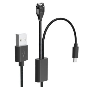 Cablu de date 2 in 1 Tactical USB pentru Garmin Fenix 7, Usb-C, Negru