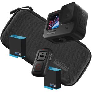 Camera video sport GoPro Hero9 Bundle, 5K, 20MP, 2 x Baterii + Telecomanda, Negru