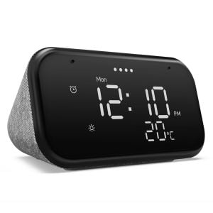 Ceas cu alarma Lenovo Smart Clock Essential, Ecran LED de 4 inch, Asistent Google, Gri