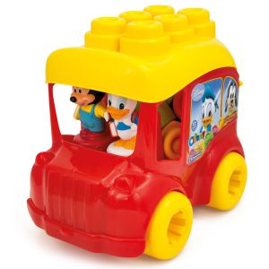 Jucarie Autobuz Mickey cu Cuburi, Clementoni, 10 cuburi, Multicolor