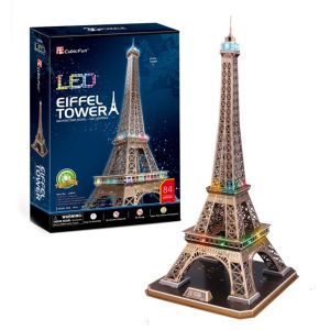 Jucarie Puzzle 3D LED, CubicFun, Turnul Eiffel, 84 piese, Multicolor