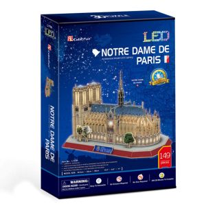 Jucarie Puzzle 3D LED, CubicFun, Notre Dame, 149 piese, Multicolor