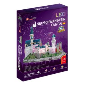 Jucarie Puzzle 3D LED, CubicFun, Castelul Neuschwanstein, 128 piese, Multicolor