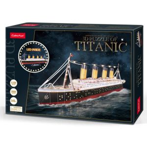 Jucarie Puzzle 3D LED, CubicFun, Titanic, 266 piese, Multicolor
