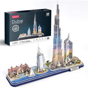Jucarie Puzzle 3D LED, CubicFun, Dubai, 182 piese, Multicolor