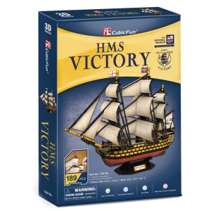 Jucarie Puzzle 3D, CubicFun, Nava HMS Victory, 189 piese, Multicolor
