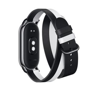 Curea pentru Bratara Smartband pentru Xiaomi Mi Band 8, piele, Alb/Negru