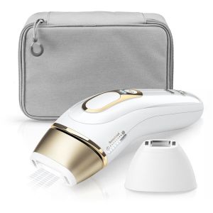 Epilator Braun Silk-Expert Pro IPL PL5117, 400.000 impulsuri, 2 accesorii, alb-auriu