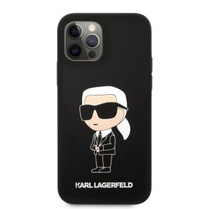 Husa telefon Karl Lagerfeld pentru iPhone 12/12 Pro, Karl Lagerfeld Ikonik NFT, Silicon lichid, Negru