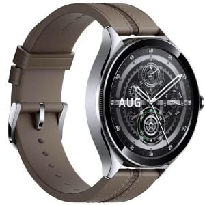 Ceas Smartwatch Xiaomi Watch 2 Pro, 4G LTE, Silver Case, Brown Leather Strap