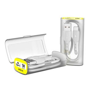 Cablu de date Vipfan, X06, USB/Type-C, 3A, 1m, Cutie depozitare si transportare, Alb