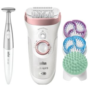 Epilator Braun SE9700, SensoSmart, 40 pensete, Wet&Dry, 11 accesorii, include trimmer, Alb/Rose Gold