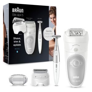 Epilator Braun Silk-epil 5-805, 28 de pensete, Autonomie 30 de minute, Alb