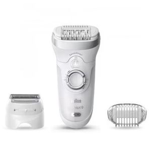 Epilator Braun Silk-epil SE 9-705, 40 Pensete, 2 Viteze, Alb/Argintiu