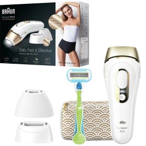 Epilator IPL Braun Silk-expert PRO 5 PL5237, SensoAdapt, 400.000 impulsuri, Alb / Auriu