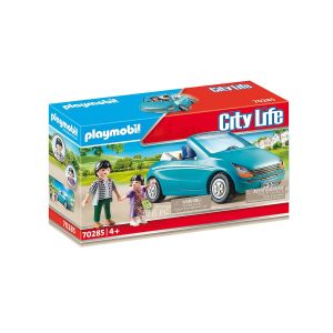 Jucarie Playmobil City Life Preschool Familie cu masina 70285, Multicolor