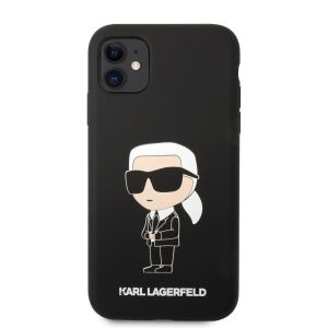 Husa telefon Karl Lagerfeld pentru iPhone 11, Karl Lagerfeld Ikonik NFT, Silicon lichid, Negru