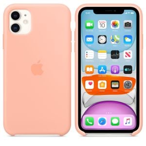 Husa de protectie telefon Iphone 11, Apple, Silicon, MXYX2ZM/A, Grapefruit