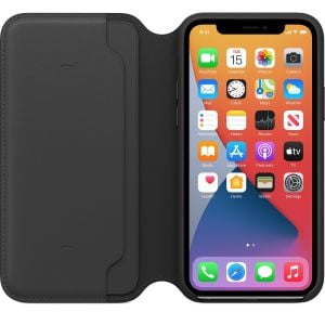 Husa de protectie telefon Iphone 11 Pro Max, Apple, Leather Folio, MX082ZM/A, Black