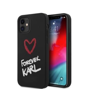 Husa de protectie telefon Karl Lagerfeld pentru iPhone 12 Mini, Forever, Silicon, KLHCP12SSILKRBK, Black