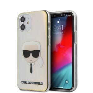 Husa de protectie telefon Karl Lagerfeld pentru iPhone 12 Mini, Head, PC si TPU, KLHCP12SPCKHML, Iridescent