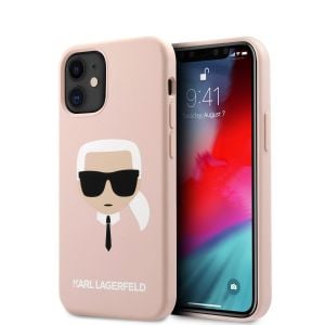 Husa de protectie telefon iPhone 12 Mini, Karl Lagerfeld,  Head, Silicon, KLHCP12SSLKHLP, Light Pink