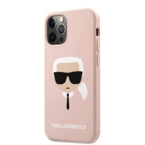 Husa de protectie telefon iPhone 12 Pro Max, Karl Lagerfeld,  Head, Silicon, KLHCP12LSLKHLP, Light Pink
