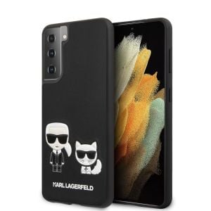 Husa de protectie telefon Karl Lagerfeld Samsung Galaxy S21, Karl & Choupette, Piele ecologica, KLHCS21SPCUSKCBK, Black
