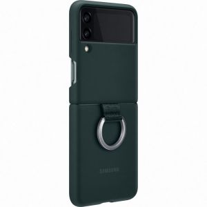 Husa telefon pentru Samsung Galaxy Z Flip3, Clear Cover with Ring, Verde