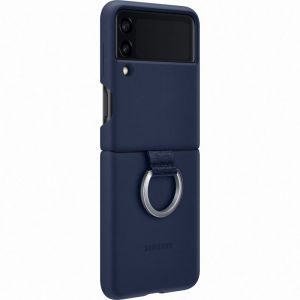 Husa telefon pentru Samsung Galaxy Z Flip3, Clear Cover with Ring, Albastru