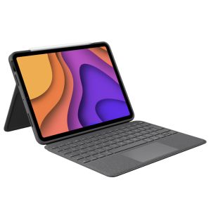 Husa tableta cu tastatura Logitech Folio Touch compatibila cu iPad Pro 11", Layout UK, Smart Connector, Gri
