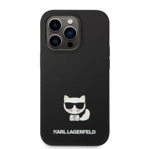 Husa telefon Karl Lagerfeld pentru iPhone 14 Pro, Choupette, Silicon lichid, Negru