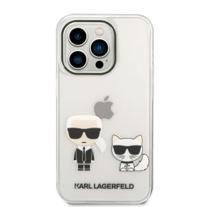Husa telefon Karl Lagerfeld pentru iPhone 14 Pro, Ikonik Karl and Choupette, Plastic, Transparent