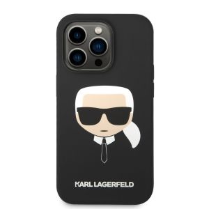Husa telefon Karl Lagerfeld pentru iPhone 14 Pro, Karl Head, Silicon lichid, Negru