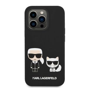 Husa telefon Karl Lagerfeld pentru iPhone 14 Pro, Karl Lagerfeld and Choupette, MagSafe, Plastic, Negru