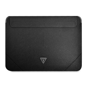 Husa laptop Guess pentru Laptop de 16 inch, Saffiano Triangle Metal Logo, Piele ecologica, Negru 