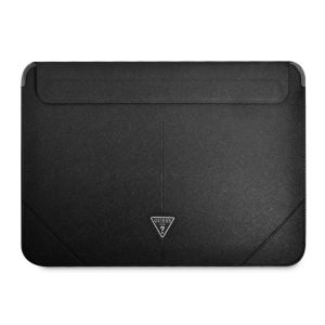 Husa laptop Guess, Saffiano Triangle Metal Logo pentru Laptop intre 13 si 14 inch, Negru