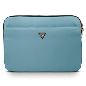 Husa de protectie telefon laptop Guess, Universala, pentru laptop de 13 inch, Triangle logo, Material cauciucat, Albastru
