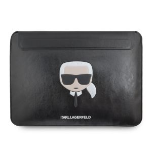 Husa laptop Karl Lagerfeld, Karl Head Embossed, pentru laptop de 13/14 inch, Piele ecologica, Black