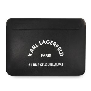 Husa laptop Karl Lagerfeld, Saffiano RSG Embossed, pentru laptop de 13/14 inch, Piele ecologica, Black