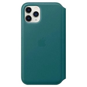Husa de protectie telefon Apple, Cu deschidere laterala din piele pentru Apple iPhone 11 Pro Max, Peacock