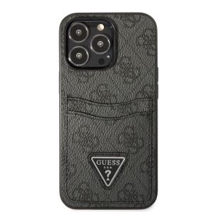 Husa de protectie telefon Guess pentru Apple iPhone 13 Pro, Plastic, Imitatie Piele, 4G Saffiano Double Card Case, Negru